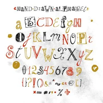 Vector Alphabet, Hand Drawn Font, Letters illustration Stock Illustration