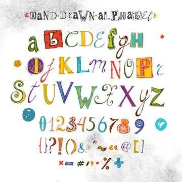 Vector Alphabet, Hand Drawn Font, Letters illustration Stock Illustration