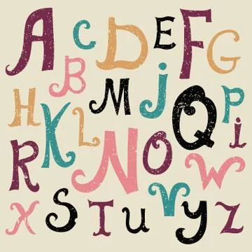 Vector alphabet. Hand drawn letters. Letters of the alphabet. Stock Illustration