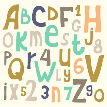 Vector alphabet. Hand drawn letters. Illustrazione stock
