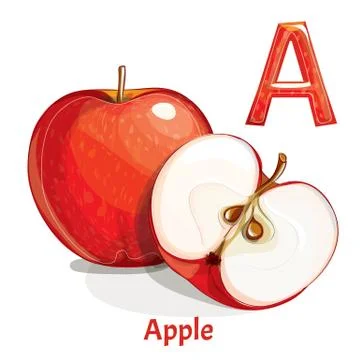 Vector alphabet letter A. Apple Stock Illustration