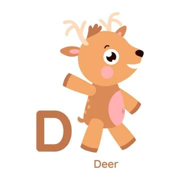 Vector alphabet letter D deer illustration Stock Illustration