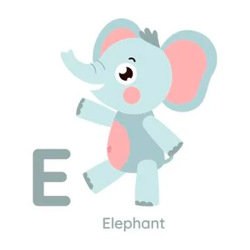Vector alphabet letter E elephant illustration Stock Illustration