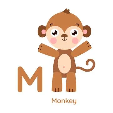 Vector alphabet letter M monkey illustration Stock-Illustration
