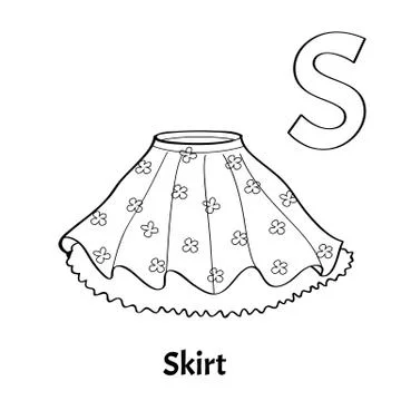 Vector alphabet letter S, coloring page. Skirt Stock Illustration