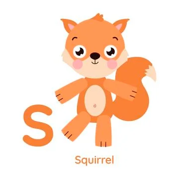 Vector alphabet letter S squirrel illustration Stock Illustration