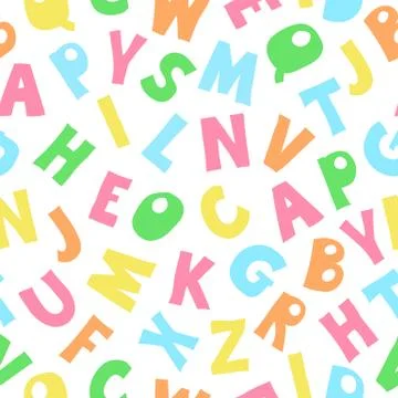 Vector alphabet pattern in flat style on white background. イラスト素材