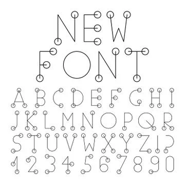 Vector alphabet set with numerals. Illustrazione stock