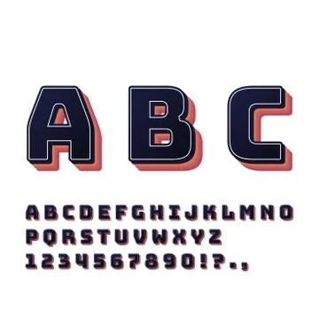 Vector alphabet. Simple 3d style. Template for design projects. Stock Illustr Stock Illustration