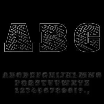 Vector alphabet. Sketch style. Template for design projects. Stock Illustrati Stock Illustration