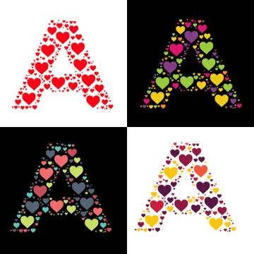 Vector A alphabet with various heart shape Stock Illustration