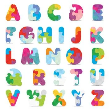 Vector alphabet written with puzzle Stock Illustration