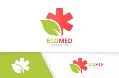 Vector ambulance and leaf logo combination. Medical and eco symbol or icon Stock Illustration