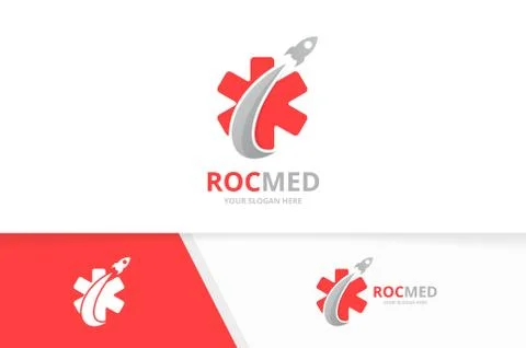 Vector ambulance and rocket logo combination. Medic and airplane symbol or icon Stock Illustration