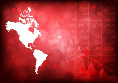 Vector : America map with virus and fallling business graph Stock Illustration