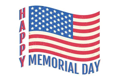 Vector American flag foe memory day. Vintage flag og USA for memory day Иллюстрация
