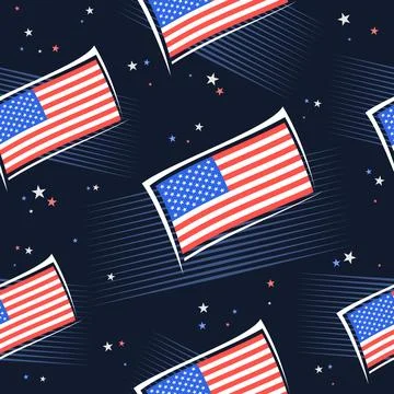 Vector American Flags seamless pattern Stock Illustration