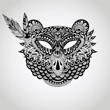 Vector american indian mask of bear Stock Illustration