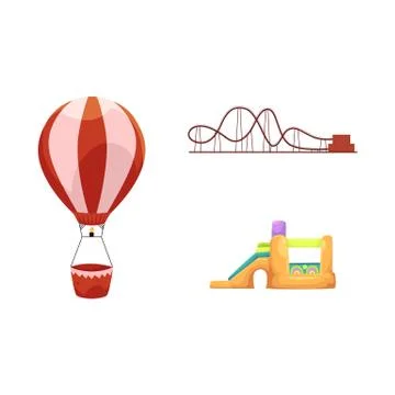 Vector amusement park objects icon set Ilustração Stock