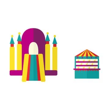 Vector amusement park objects icon set Ilustración de archivo