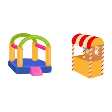 Vector amusement park objects icon set Ilustração Stock