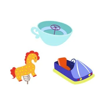 Vector amusement park objects icon set Ilustración de archivo