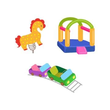 Vector amusement park objects icon set Ilustração Stock