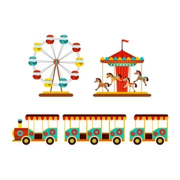 Vector amusement park objects icon set Ilustración de archivo