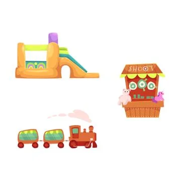 Vector amusement park objects icon set Ilustración de archivo