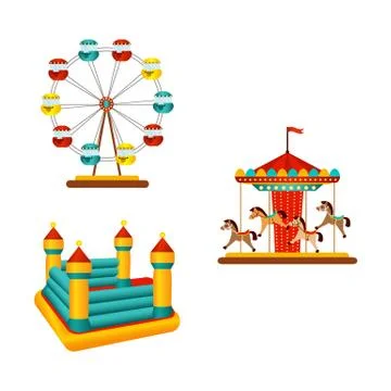 Vector amusement park objects icon set Ilustración de archivo