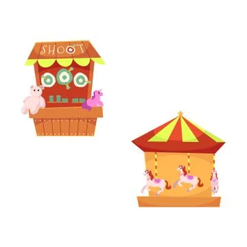 Vector amusement park objects icon set Ilustración de archivo