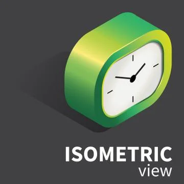 Vector analog realistic desk clock isometric Stock Illustration