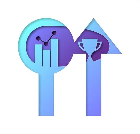 Vector analytics in paper art style Illustrazione stock