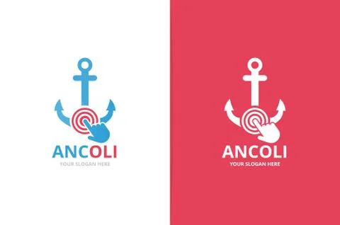 Vector anchor and click logo combination. Marine and cursor symbol or icon イラスト素材