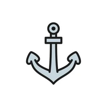Vector anchor, nautical flat color line icon. Stock Illustration