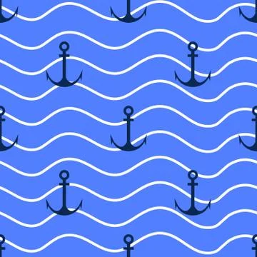 Vector  anchor seamless pattern Stock Illustration