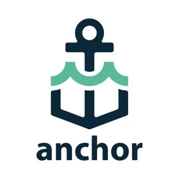 Vector anchor with wave Stock Illustration