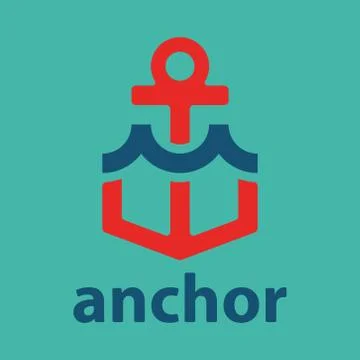 Vector anchor with wave Stock Illustration