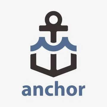 Vector anchor with wave Stock Illustration
