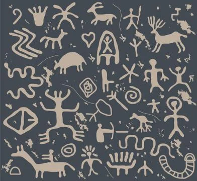 Vector ancient petroglyphs Stock Illustration