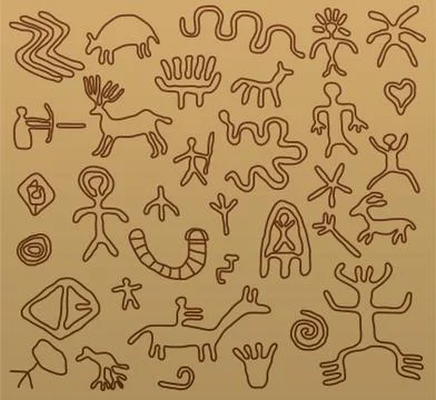 Vector ancient petroglyphs Stock Illustration