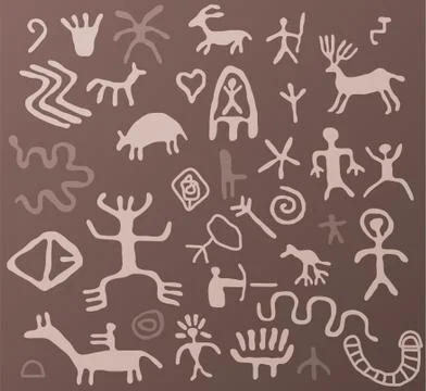 Vector ancient petroglyphs Illustrazione stock