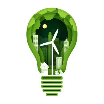 Vector and digital craft style of nature landscape, Green eco city concept. Stock Illustration