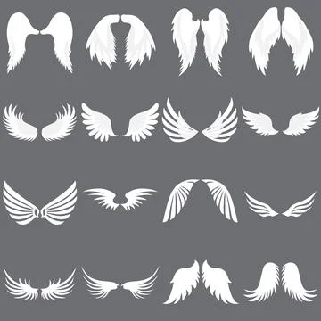 Vector Angel Wing logo set. Winged logo company. Set of Cute Angel Wing. Stock Illustration