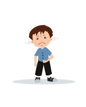 Vector of an angry boy expressing frustration and frowning Stock Illustration