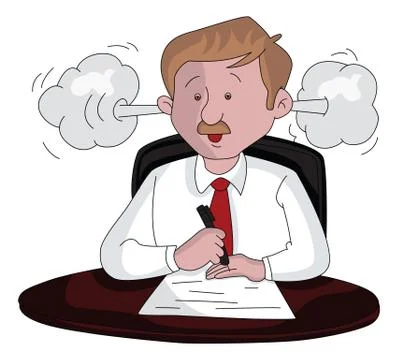 Vector of an angry businessman at work. Stockillustratie