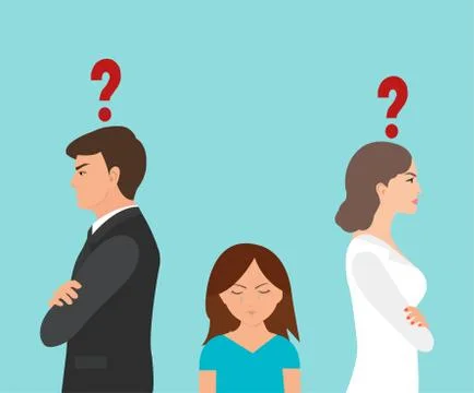 Vector of an angry couple and a crying child in between Stock Illustration