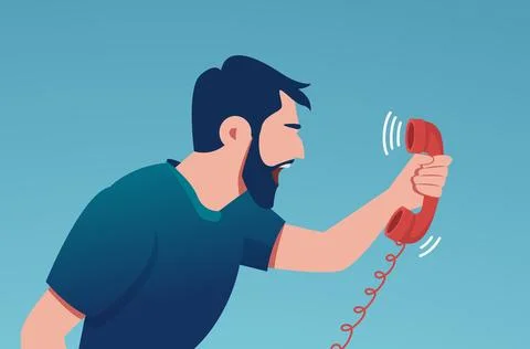 Vector of an angry man screaming on the phone Stock Illustration