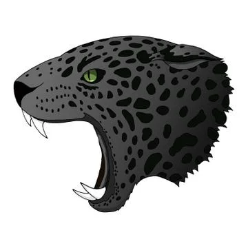 Vector angry panther, cougar portrait. Jaguar predator head colorful isolated Stock Illustration
