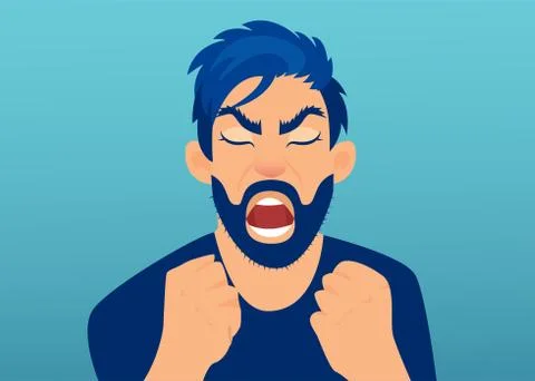Vector of an angry screaming man feeling frustrated Stock Illustration